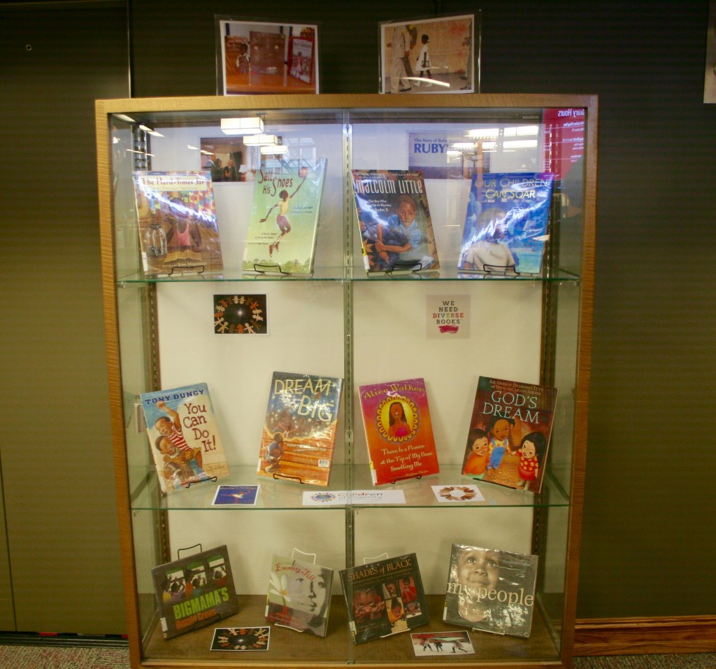 Black History Month Display 2016 featuring children's books by African American authors